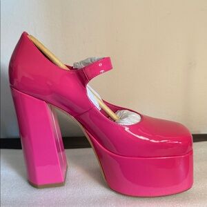 New Hot Pink Jeffrey Campbell Chillin-2 Chunky Platform Mary-Jane (7.5)